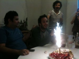 Sparkler on cake in Buenos Aires